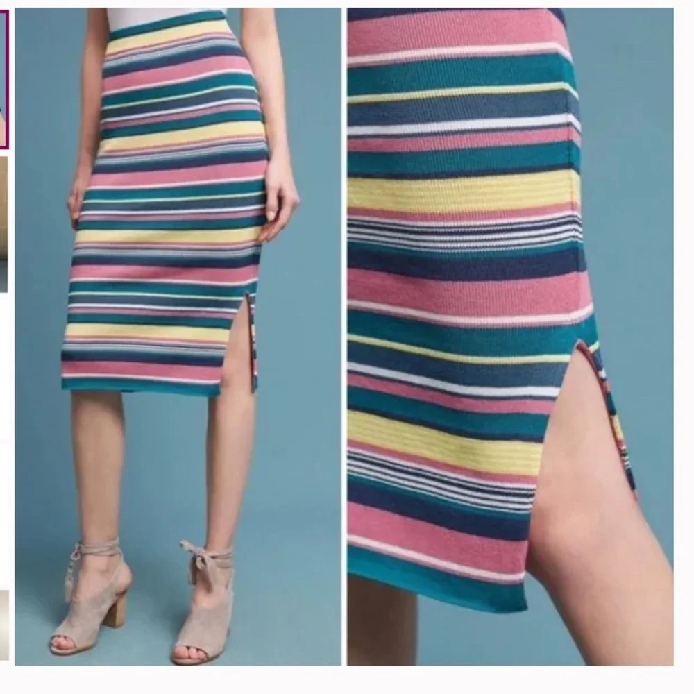 Maeve by Anthropologie Lana Striped Pencil Midi Skirt Size Small EUC